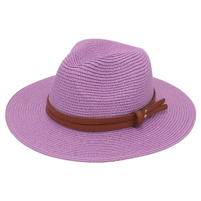 Breathable Straw Panama Hat - European American Style Jazz Sun Hat for Beach & Leisure