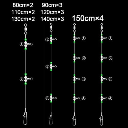 9KM Saltwater Fishing Rig Set - 3-Way Swivel Hook Connectors (2, 3, 4 Hook Options) for Fishing Line and Weight