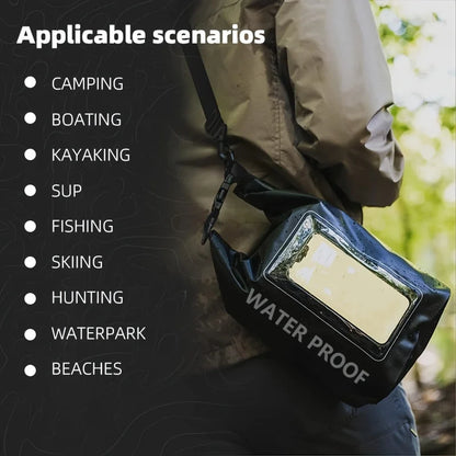 Waterproof PVC Outdoor Dry Bag - 5L & 2L Capacity - Multi-Sport Floating Bag for Swimming, Diving, Kayaking, Rafting & Beach Activities - Crossbody Shoulder Travel Bag for Surfing