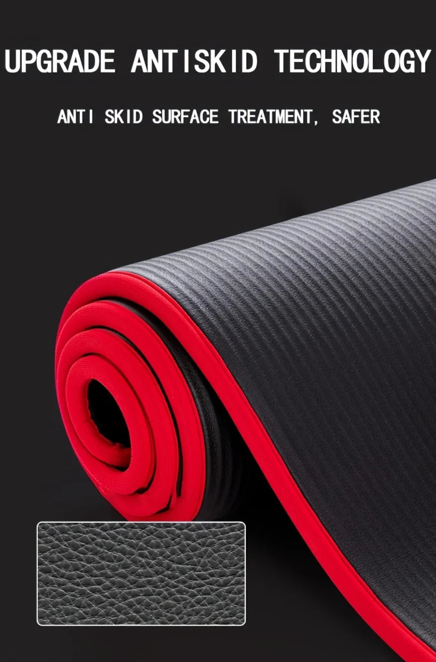 Premium Extra Thick 10MM Yoga Mat - 183cm x 62cm NBR Non-Slip Exercise Mat with Carrying Bandage