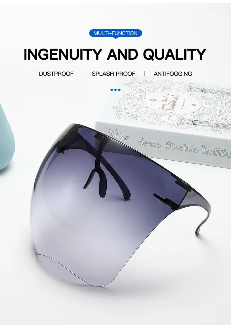 Full Face Shield Cycling Sunglasses - Protective Spherical Lens Goggles for Men & Women