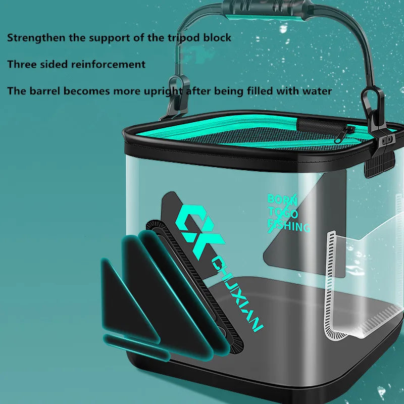 Portable 13L EVA Foldable Live Fish Bucket - Thickened Water Tank for Fishing