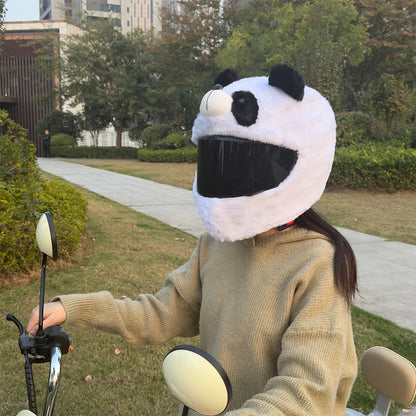 Cartoon Plush Animal Motorcycle Helmet Cover - Fabric Protection Accessory