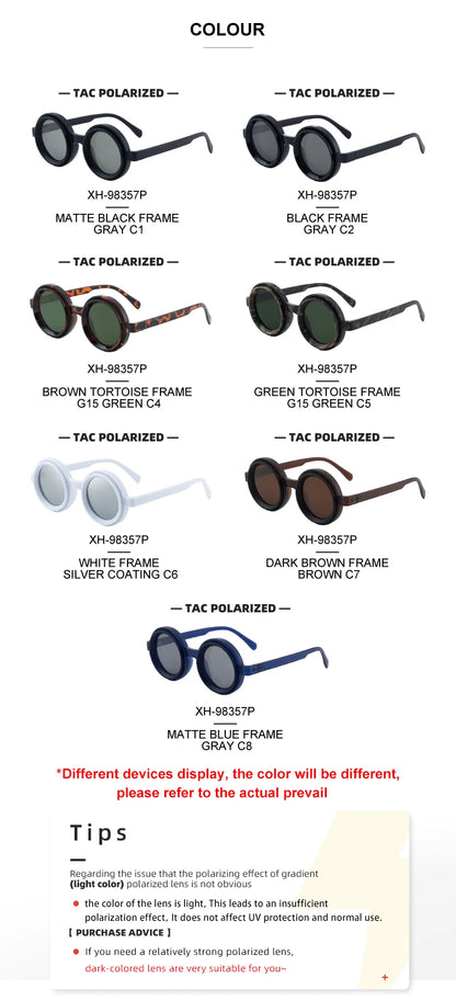 Polarized Steampunk Round Sunglasses - ND9 Adjustable Dimming, Small Frame Light-Reducing Eyewear for Men, Fishing & Driving UV400