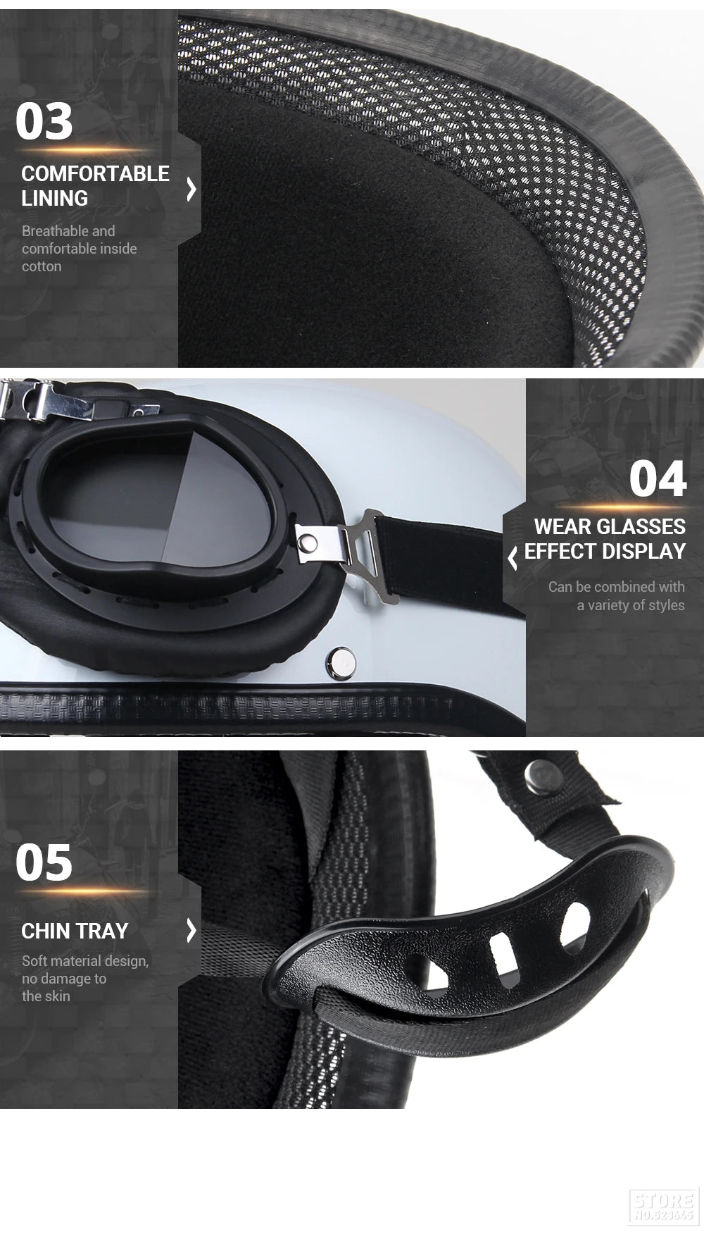 DOT Certified German Leather Vintage Half Helmet - Open Face Motorcycle Helmet for Biker Pilot (S-XXL)