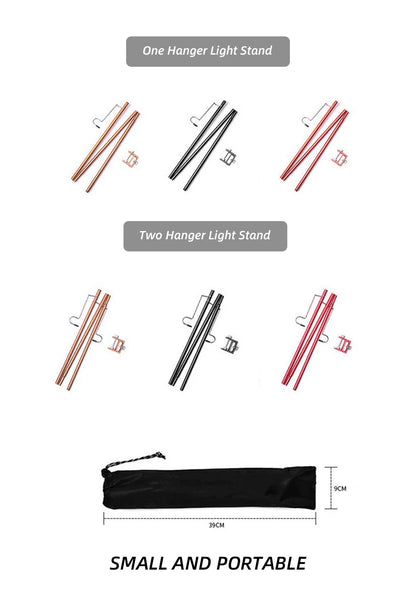 Portable Camping Lantern Stand - Detachable Tabletop Light Holder with Hangers for Hiking & Tourist Equipment