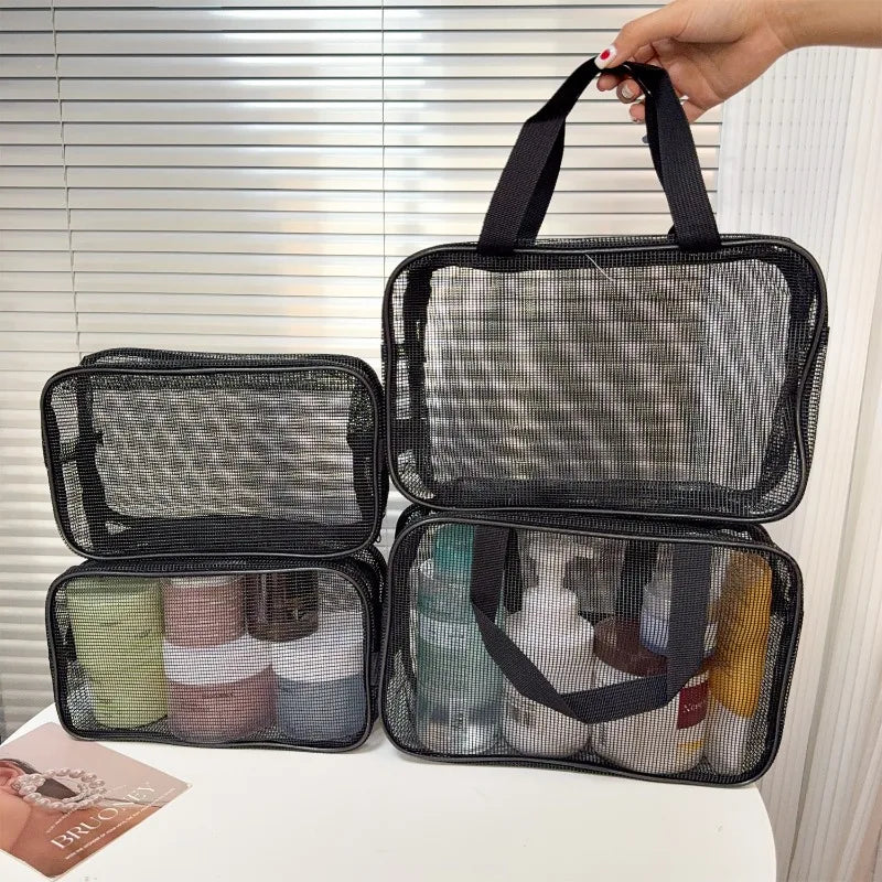 Large Capacity Mesh Toiletry Organizer - Travel Bathroom Storage Bag
