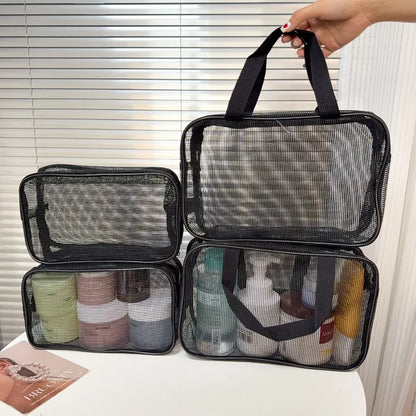 Large Capacity Mesh Toiletry Organizer - Travel Bathroom Storage Bag