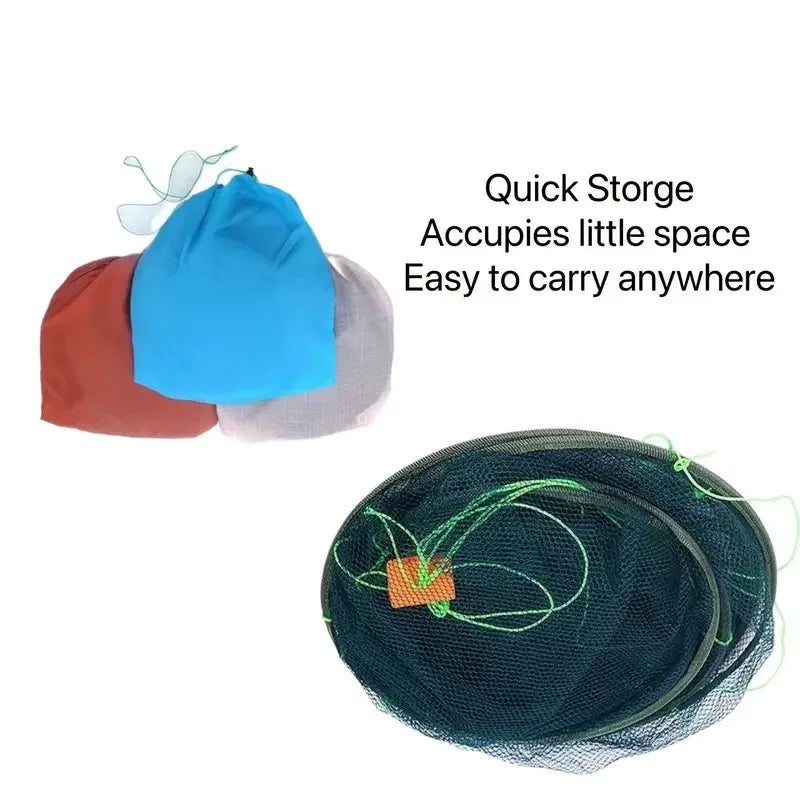 80CM Collapsible Drop Net - Multi-Purpose Fishing Trap for Shrimp, Crab, Prawn & Eel Catching with Loose Mouth Design