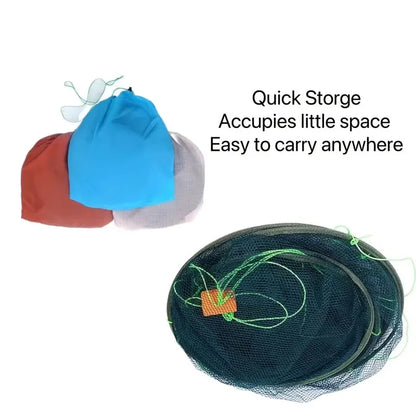 80CM Collapsible Drop Net - Multi-Purpose Fishing Trap for Shrimp, Crab, Prawn & Eel Catching with Loose Mouth Design