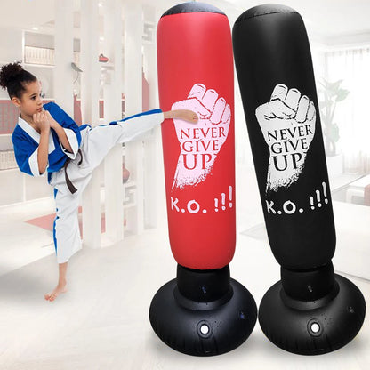 Inflatable PVC Punching Bag - Kids & Adult Fitness Training Boxing Column with Pressure Base