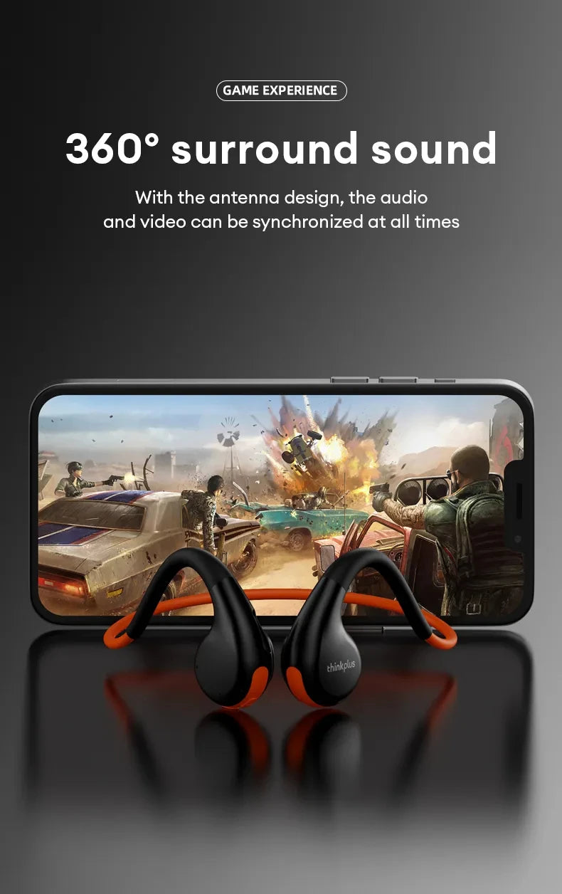 Air Conduction Wireless Headphones - Bluetooth 5.3 Sport Earphones with Ear Hook & Mic