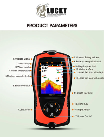 Wireless Fish Finder - Rechargeable Sonar Sensor 45M Depth for Portable Fishing