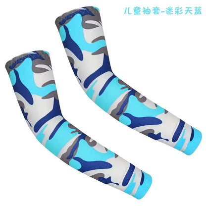 Kids UV Protection Arm Sleeves - Ice Silk Cooling Compression Sleeves for Boys & Girls Outdoor Sports (1 Pair)