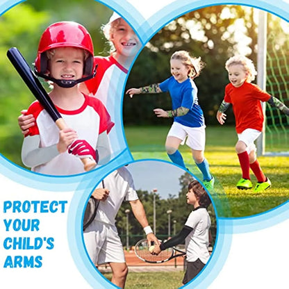 Kids UV Protection Arm Sleeves - Ice Silk Cooling Compression Sleeves for Boys & Girls Outdoor Sports (1 Pair)