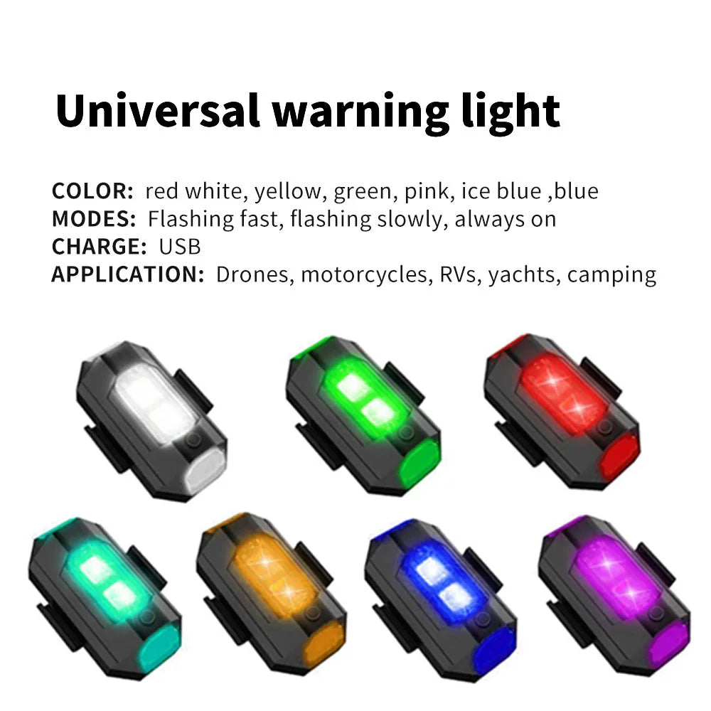 7-Color Mini USB LED Strobe Light - Anti-Collision Warning Signal for Motorcycles, Bikes, Drones & Aircraft