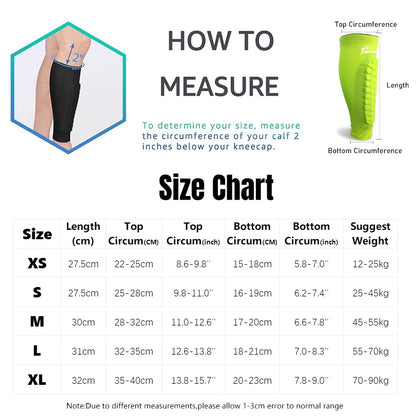 Soccer Shin Guards (XS-XL) - Adult & Kids Crashproof Football Calf Protector Leg Sleeves for Training Protection