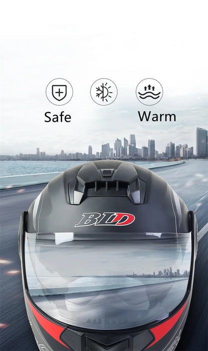 BLD Personalized Full Face Motorcycle Helmet - Dual Lens Modular Flip Up Design for Men & Women - Motocross Racing Casco Moto