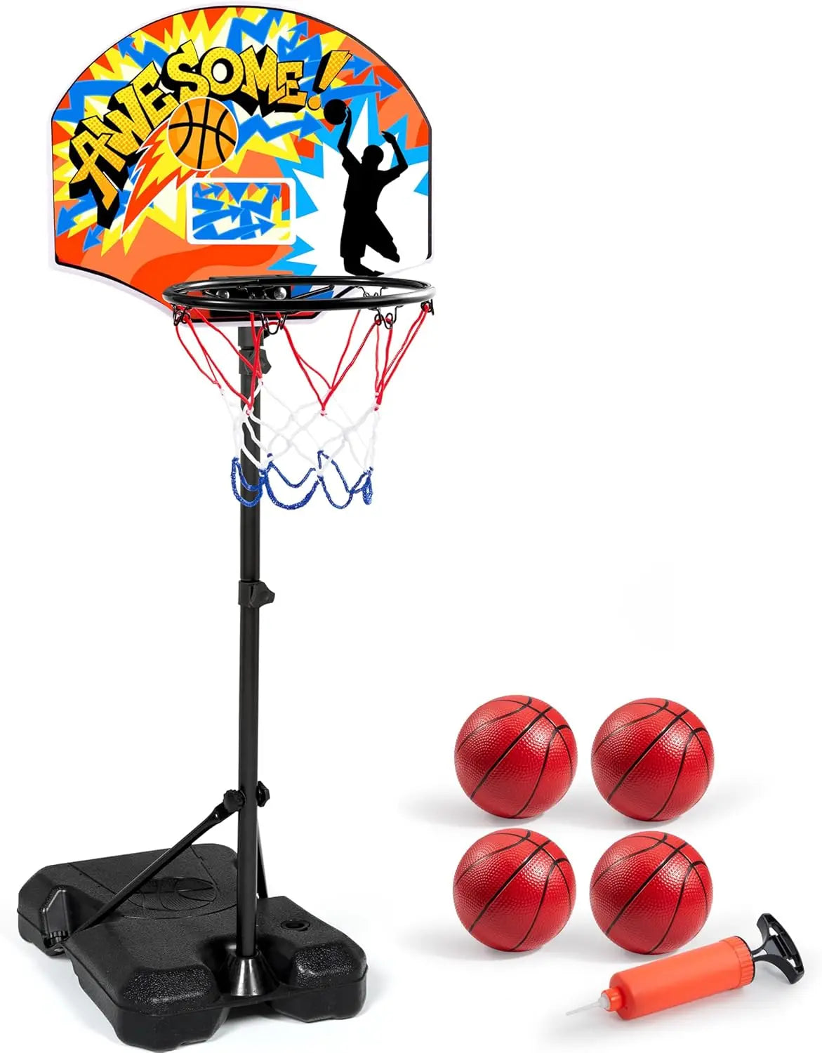 LED Scoring Arcade Basketball Game - Adjustable Height 44"-55" with 4 Balls for Ages 3-12