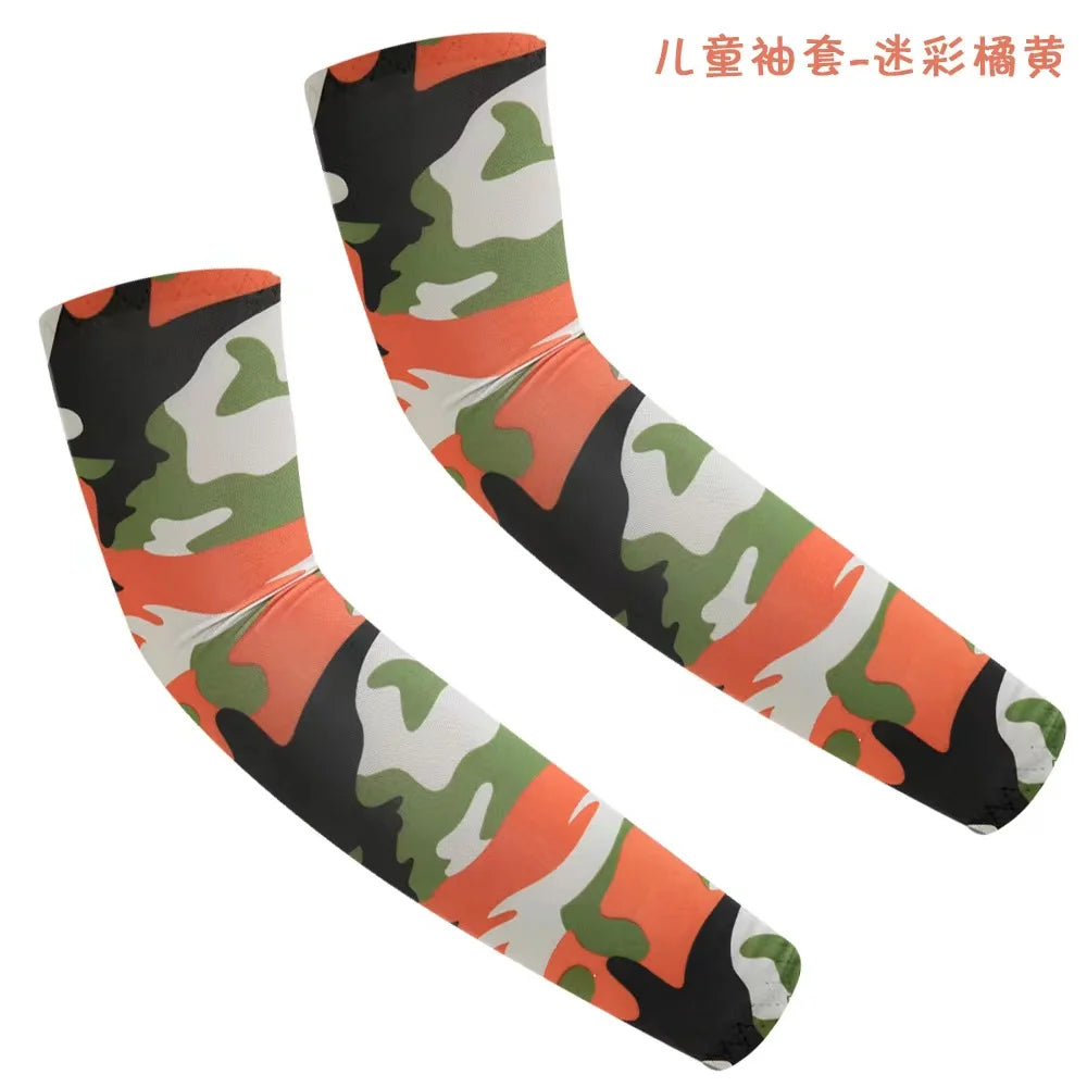 Kids UV Protection Arm Sleeves - Ice Silk Cooling Compression Sleeves for Boys & Girls Outdoor Sports (1 Pair)