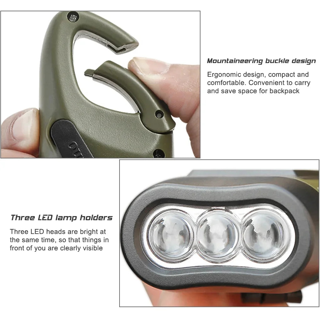 Solar Hand Crank LED Flashlight - Portable Emergency Lantern with Dynamo Power for Outdoor Camping, Hiking & Long-Range Illumination