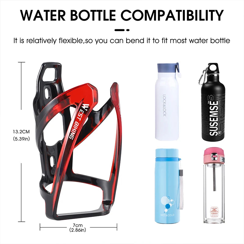 Ultralight Bicycle Water Bottle Cage - Colorful Gradient PC Plastic Holder for MTB & Road Bike - Universal Fit Bottle Bracket