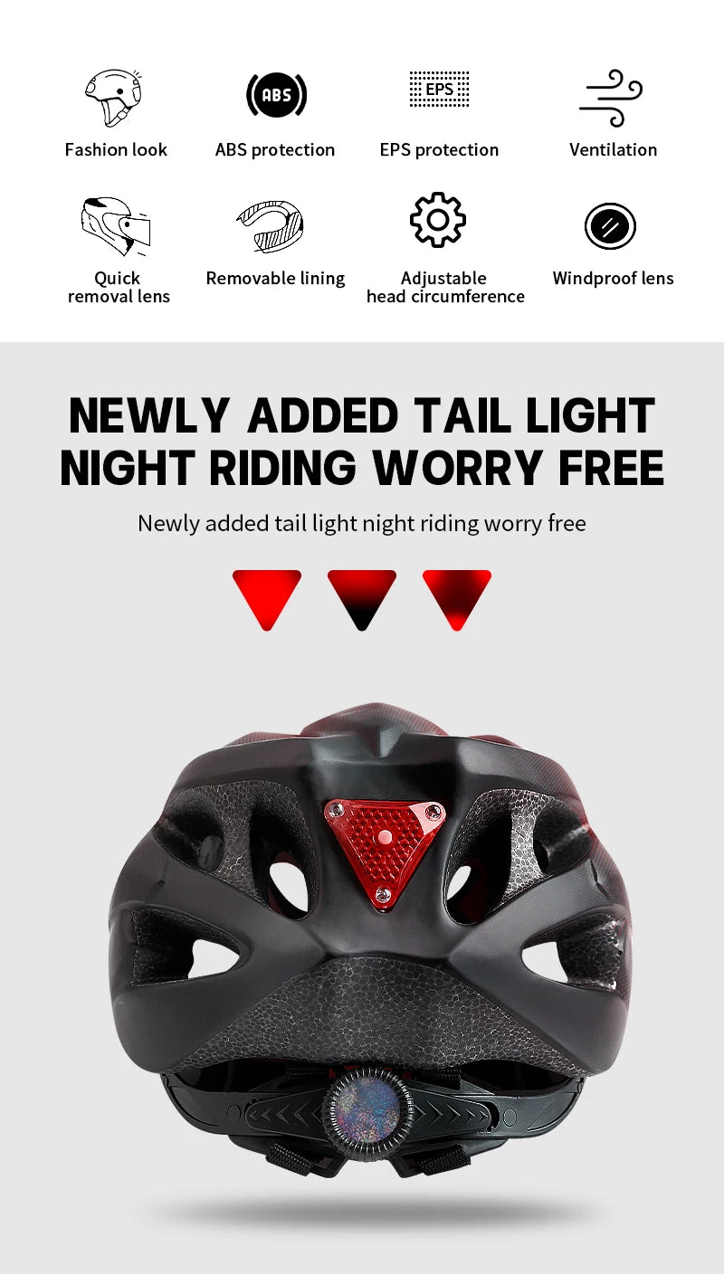 X-TIGER Adult Cycling Helmet with LED Rear Light - Dual Mode Goggle, Lightweight Breathable Design, Fits 58-62cm