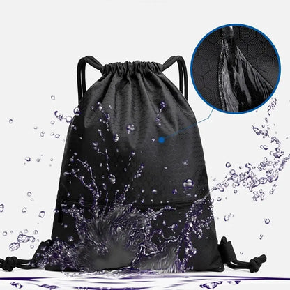 Waterproof Drawstring Sports Backpack with Zipper Pocket - Lightweight Gym Sackpack for Basketball & Training
