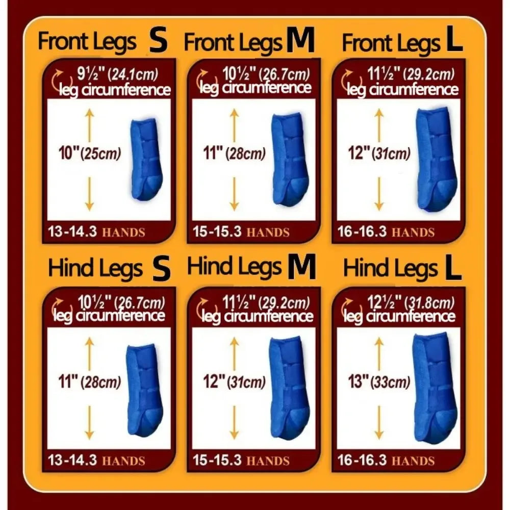 Professional Equestrian Leg Wraps - 4-Pack Adjustable Horse Boots with Support Guard for Jumping and Training