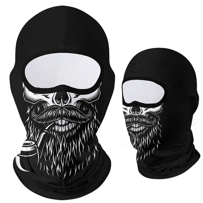 Full Face Balaclava Mask - Breathable Windproof UV Sun Protection - Moto Skull Ghost Clown Design for Summer Spring