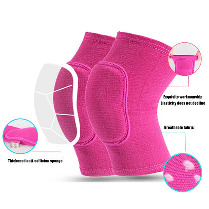 Elastic Knee Support Pads - 2 Pack Compression Knee Protectors with Thickened Sponge for Dance, Workout & Training