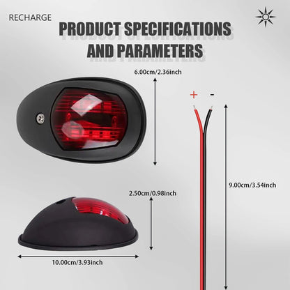 LED Navigation Light 10-30V Waterproof Side Marker - Red/Green Starboard Port Indicator for Marine Boat Yacht Truck Trailer