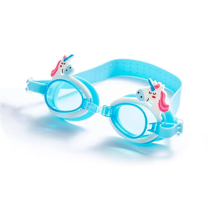 Kids Waterproof Swimming Goggles - Colorful Cartoon Pony Design with Anti-Fog & Adjustable Strap