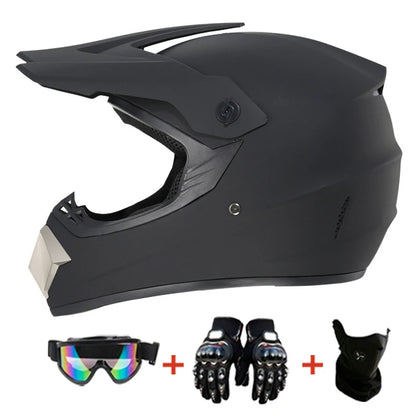 Kids Motocross Helmet Kit - DOT/ECE Certified Full-Face Helmet with Goggles & Gloves (Youth Off-Road Protection Set)