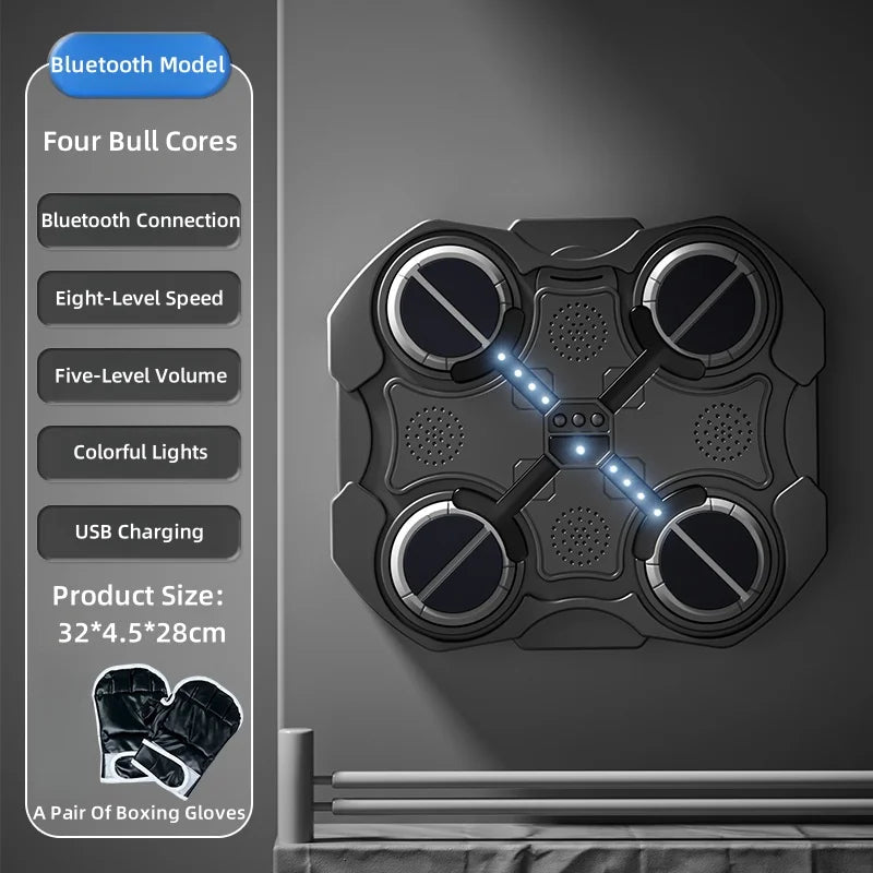 Smart Music Boxing Trainer - Wall-Mounted Electronic Strike Target for Home Indoor Training & Reaction Development