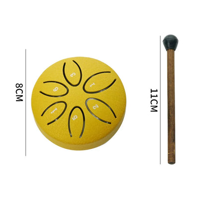 3 Inch Steel Tongue Drum - 6 Tones Mini Hand Drum - Carbon Steel Percussion Instrument with Mallets