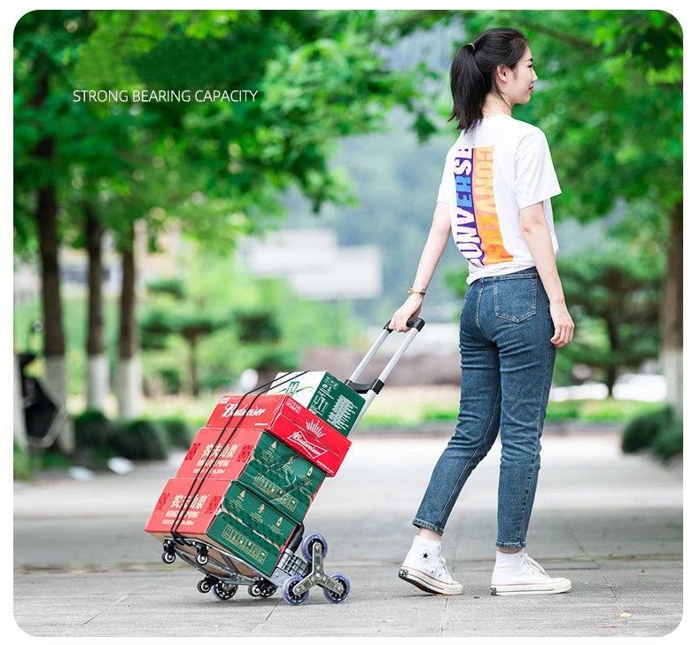 GIANXI Aluminum Alloy Folding Shopping Cart - Lightweight Stair Climbing Grocery Trolley