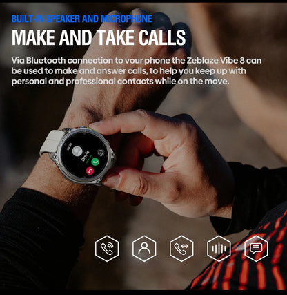 1.43" AMOLED Smart Watch with Voice Calling - Built-in Flashlight, Heart Rate & Blood Pressure Monitor