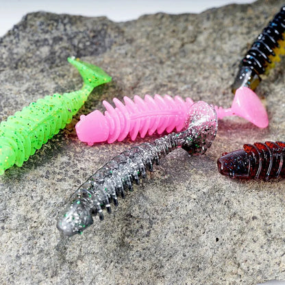 SUNMILE Artificial Soft Bait Fishing Worms - 4cm/0.6g - 20 Piece Set - Rock Fishing Wobblers for Perch, Trout & Bass