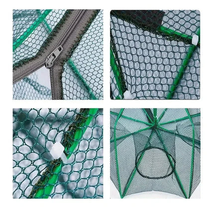 Folding Crayfish Trap - Multi-Purpose Fishing Net for Crab, Shrimp, Smelt & Eels - Casting Tackle Cage