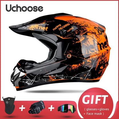 DOT Certified Professional Off-Road Motorcycle Helmet - Adults & Children - Downhill Racing Motor Helmet with Free Gift