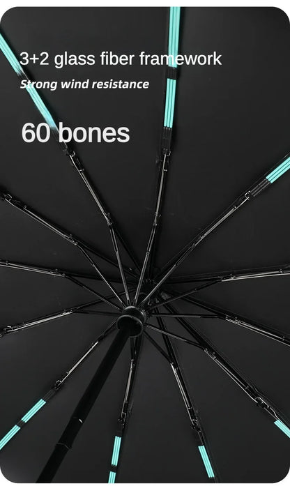 Stormproof Automatic Folding Umbrella - 288-Rib Reinforced Windproof Rain & Sun Umbrella with UPF50+ UV Protection (Men's Large)