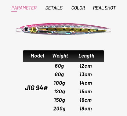 Majorcraft Jigpara 3D Print Metal Vertical Spoon - Fast Sinking Fishing Lure for Carp & Sea Spinning (60g-200g)