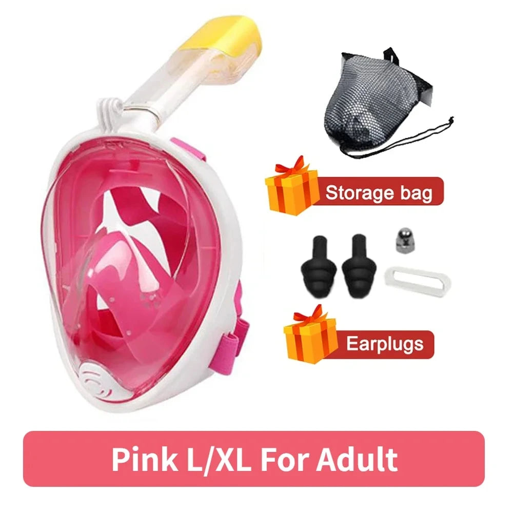 Full Face Snorkeling Mask - Anti-Fog Underwater Diving Goggles for Kids & Adults Swimming Equipment