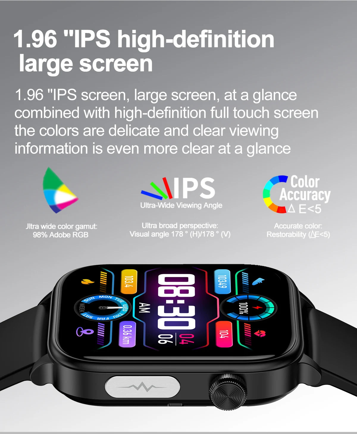 Advanced Health Monitoring Smart Watch - ECG+PPG, Blood Pressure, Heart Rate, 1.96" AMOLED Display, 100+ Sports Modes (Men & Women)