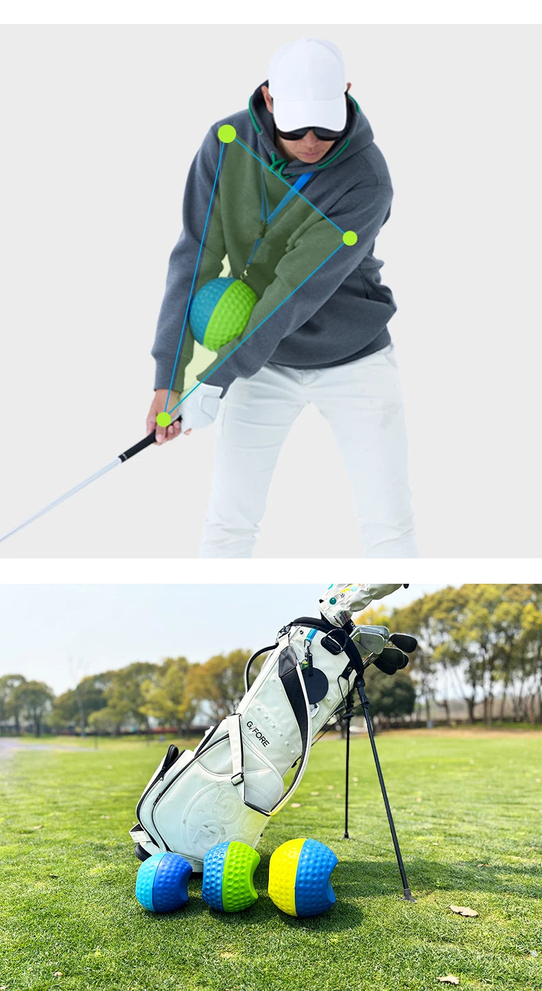 Golf Swing Trainer - Dual-Color Connected Ball for Posture Correction and Beginner Form Training