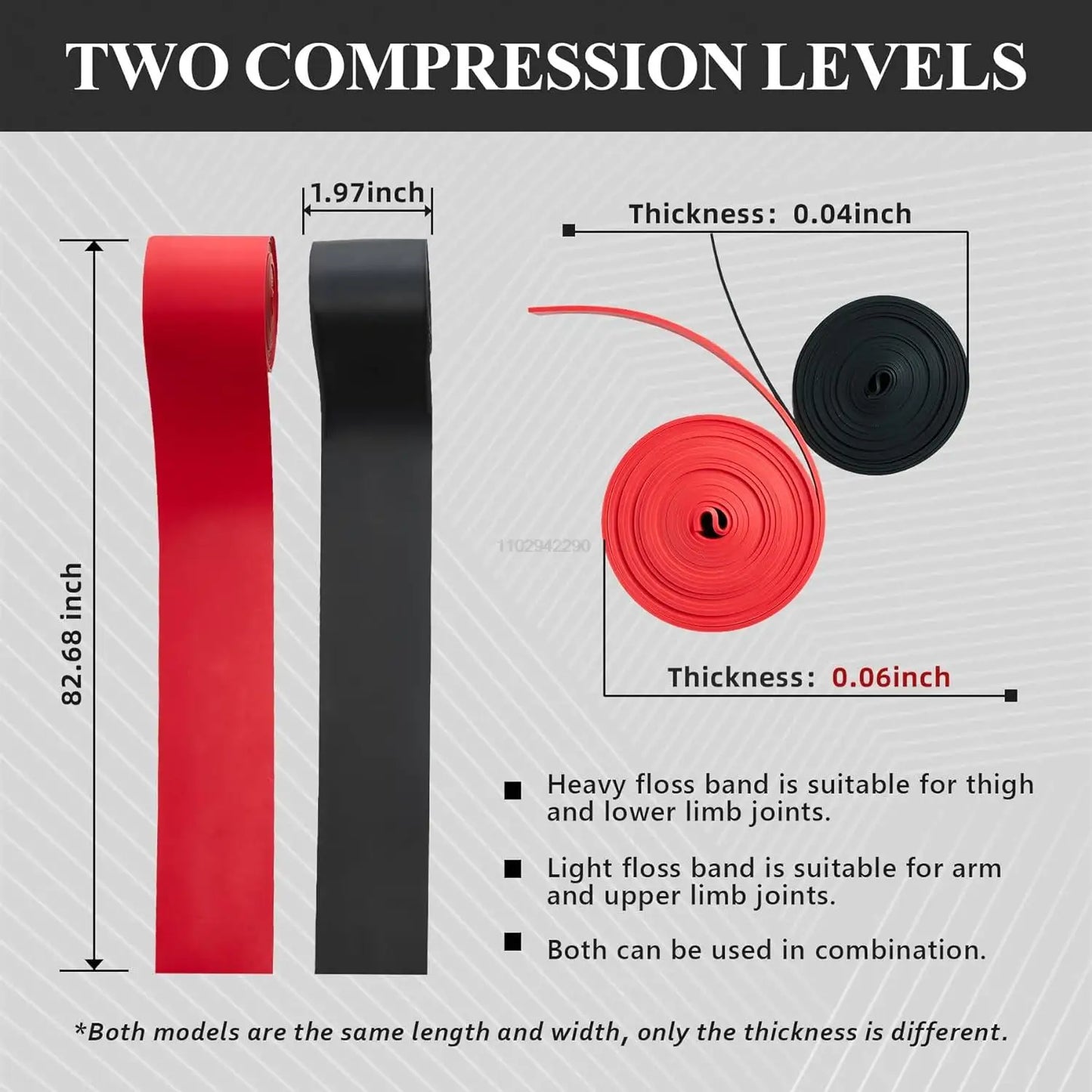 Muscle Floss Bands - 2-Pack Compression Wraps with Travel Bag for Recovery & Flexibility (Red/Black)