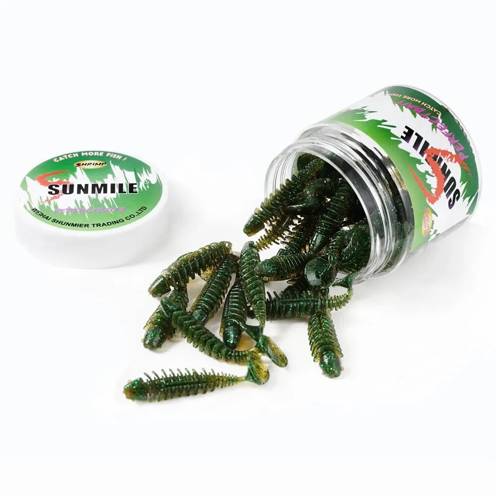 SUNMILE Artificial Soft Bait Fishing Worms - 4cm/0.6g - 20 Piece Set - Rock Fishing Wobblers for Perch, Trout & Bass