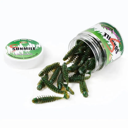 SUNMILE Artificial Soft Bait Fishing Worms - 4cm/0.6g - 20 Piece Set - Rock Fishing Wobblers for Perch, Trout & Bass
