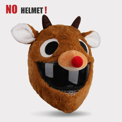 Cartoon Fluffy Plush Helmet Cover - Full-Face Motorcycle Protective Case